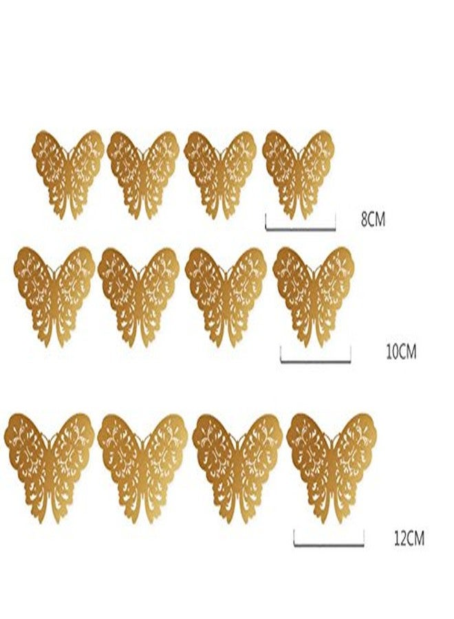BHOOLU&GOOLU P S Retail 3D PVC Butterflies Animal Wall Stickers (Metallic Golden) - 12pcs - Image 2